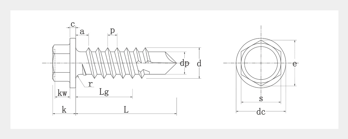 product-1-1 Hexagon Head Self Drilling Screws-2D
