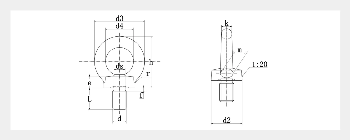 Machinery Eye Bolts 2D Machinery Eye Bolts 2D