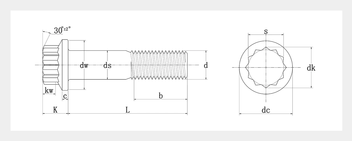 12-Point Flange Head Cap Screws-2D